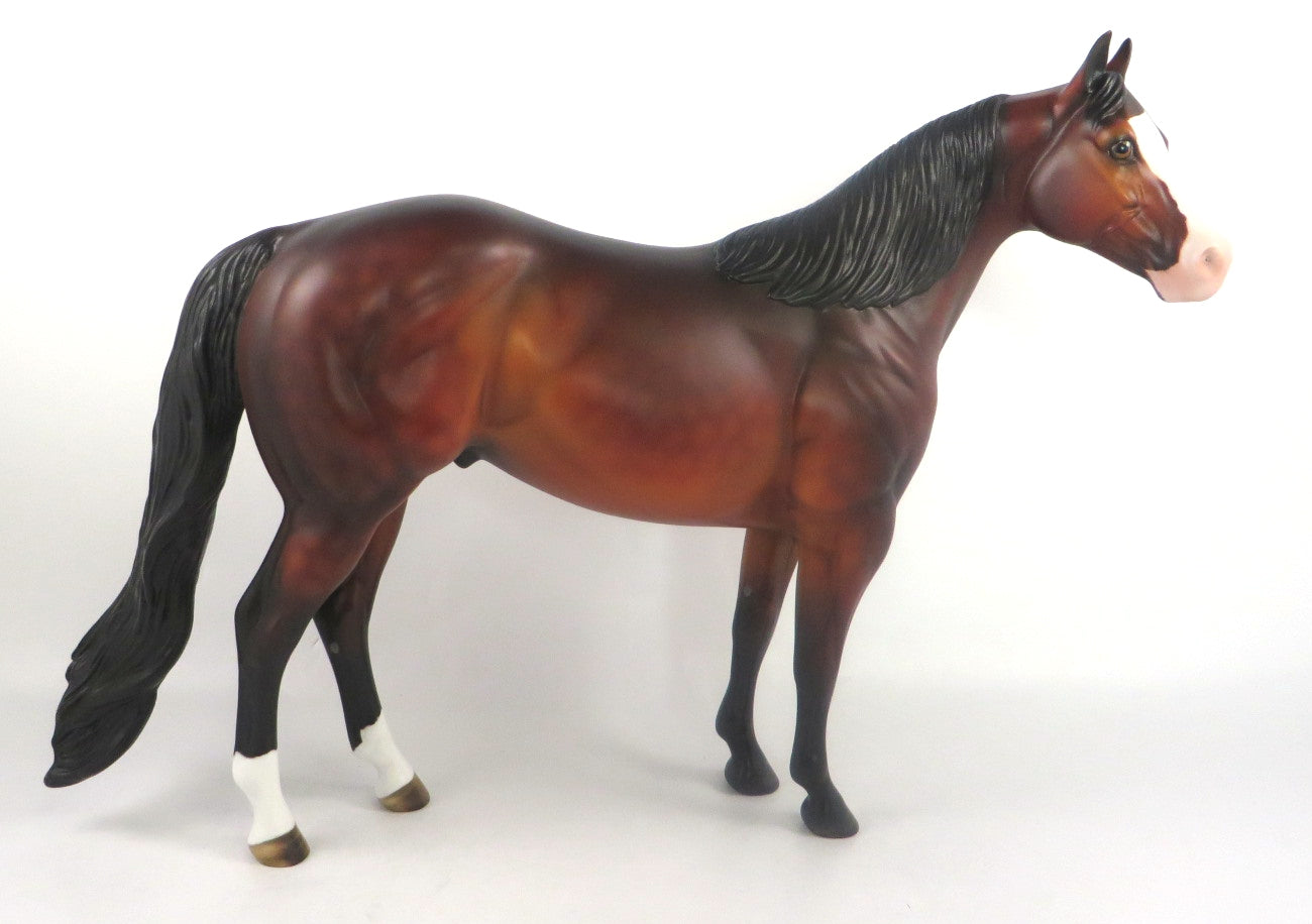 CUPID'S COWBOY-OOAK DAPPLED BAY ISH MODEL HORSE SB20