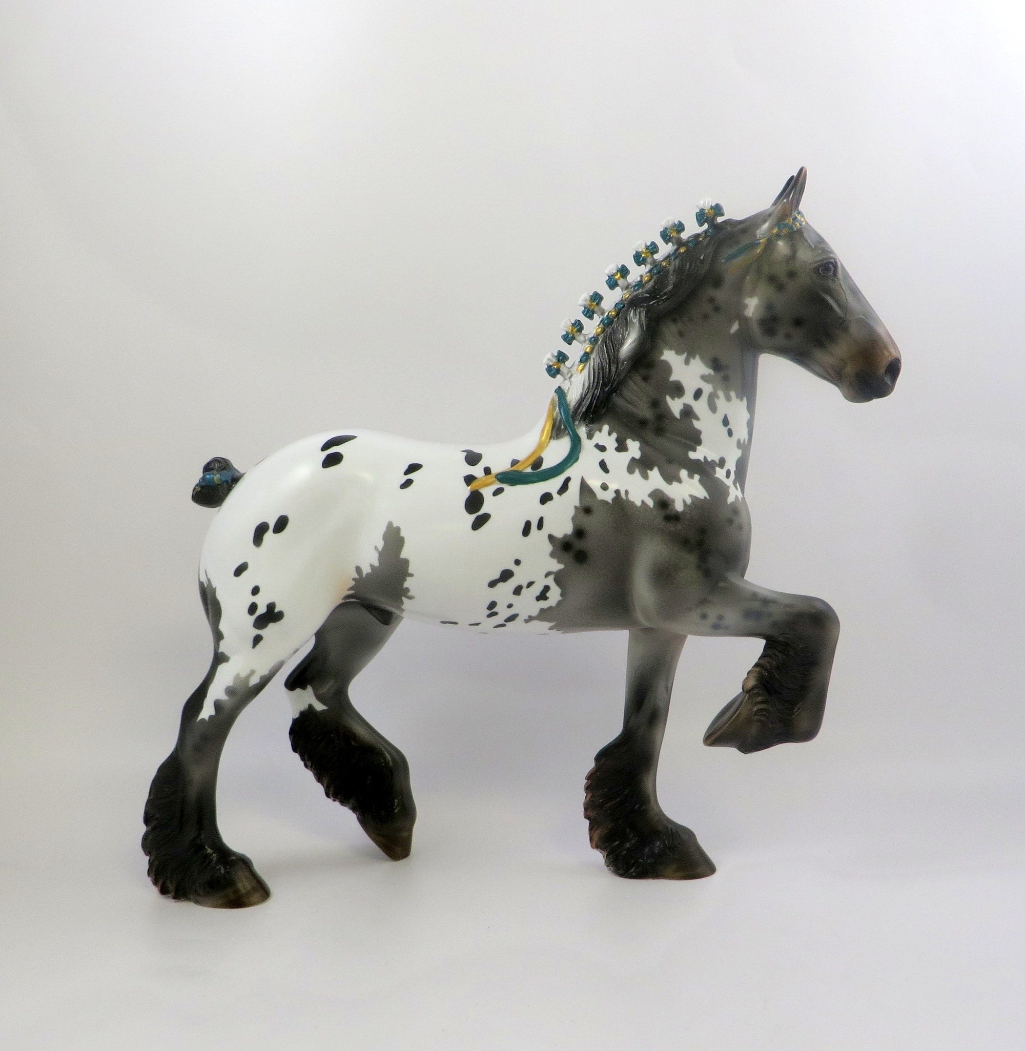 EDITH-OOAK GREY APPALOOSA TROTTING DRAFTER MODEL HORSE EQ 19