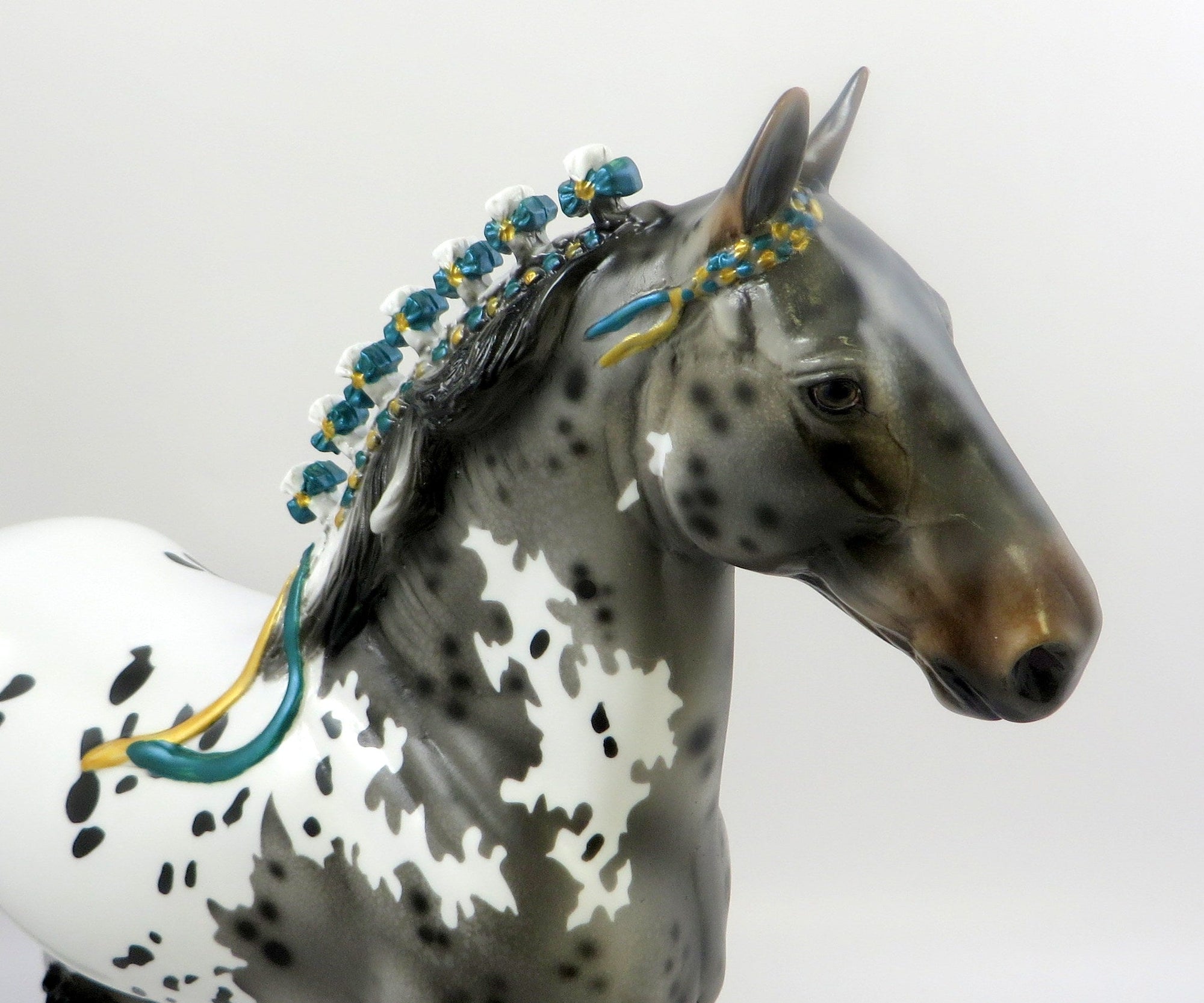 EDITH-OOAK GREY APPALOOSA TROTTING DRAFTER MODEL HORSE EQ 19