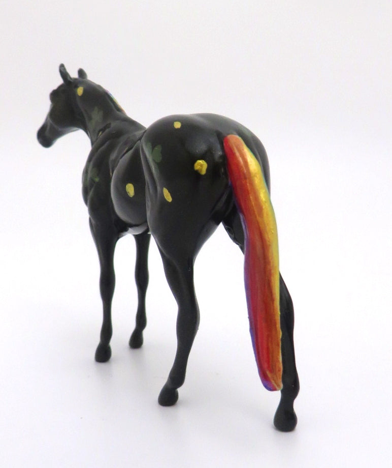 FOLLOW THE RAINBOW - OOAK ST. PATRICKS DAY WITH RAINBOW MANE AND TAIL THOROUGHBRED CHIP DECO MODEL HORSE 3/5/20