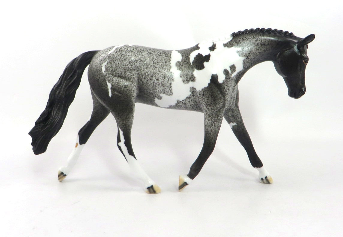 GAGE-OOAK BLUE ROAN PINTO PEBBLES WARMBLOOD MODEL HORSE 1/7/2020