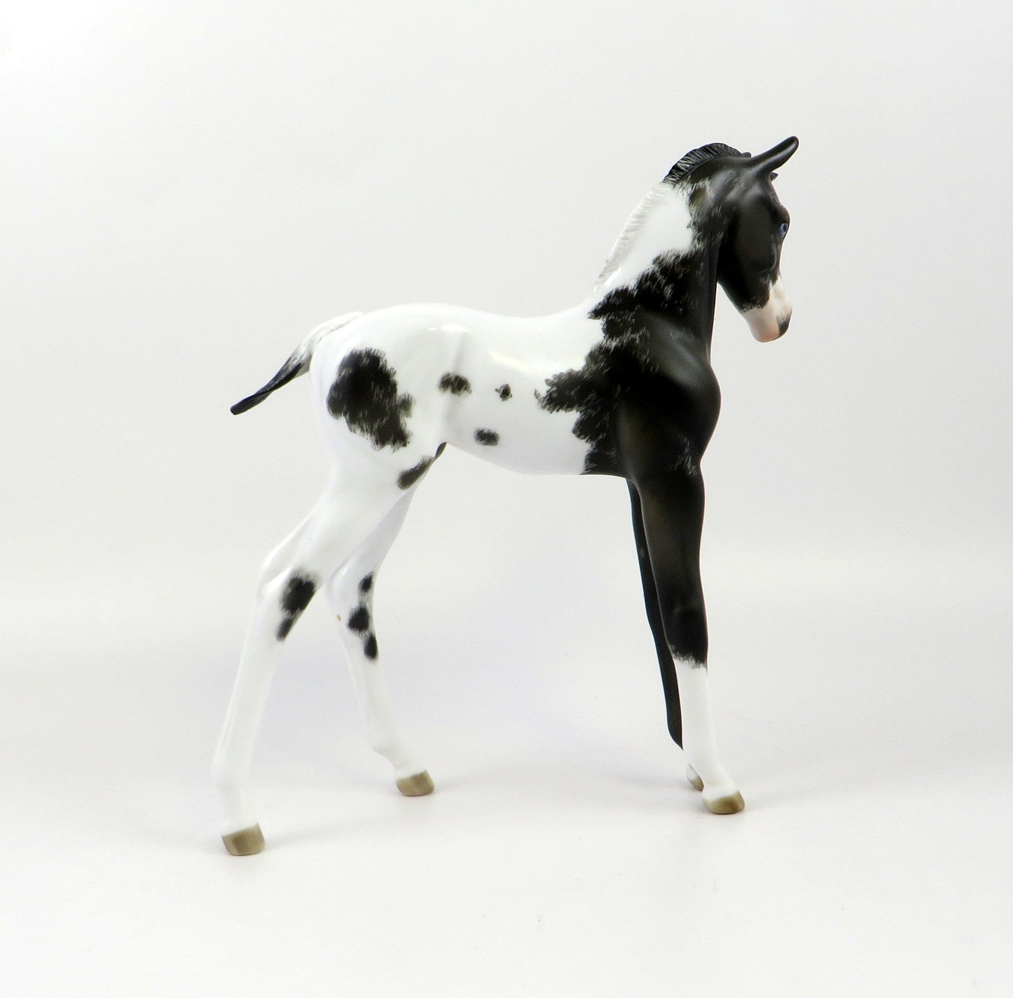 GARNIER-OOAK BLACK TOVERO ETCHED ARAB FOAL MODEL HORSE EQ 19