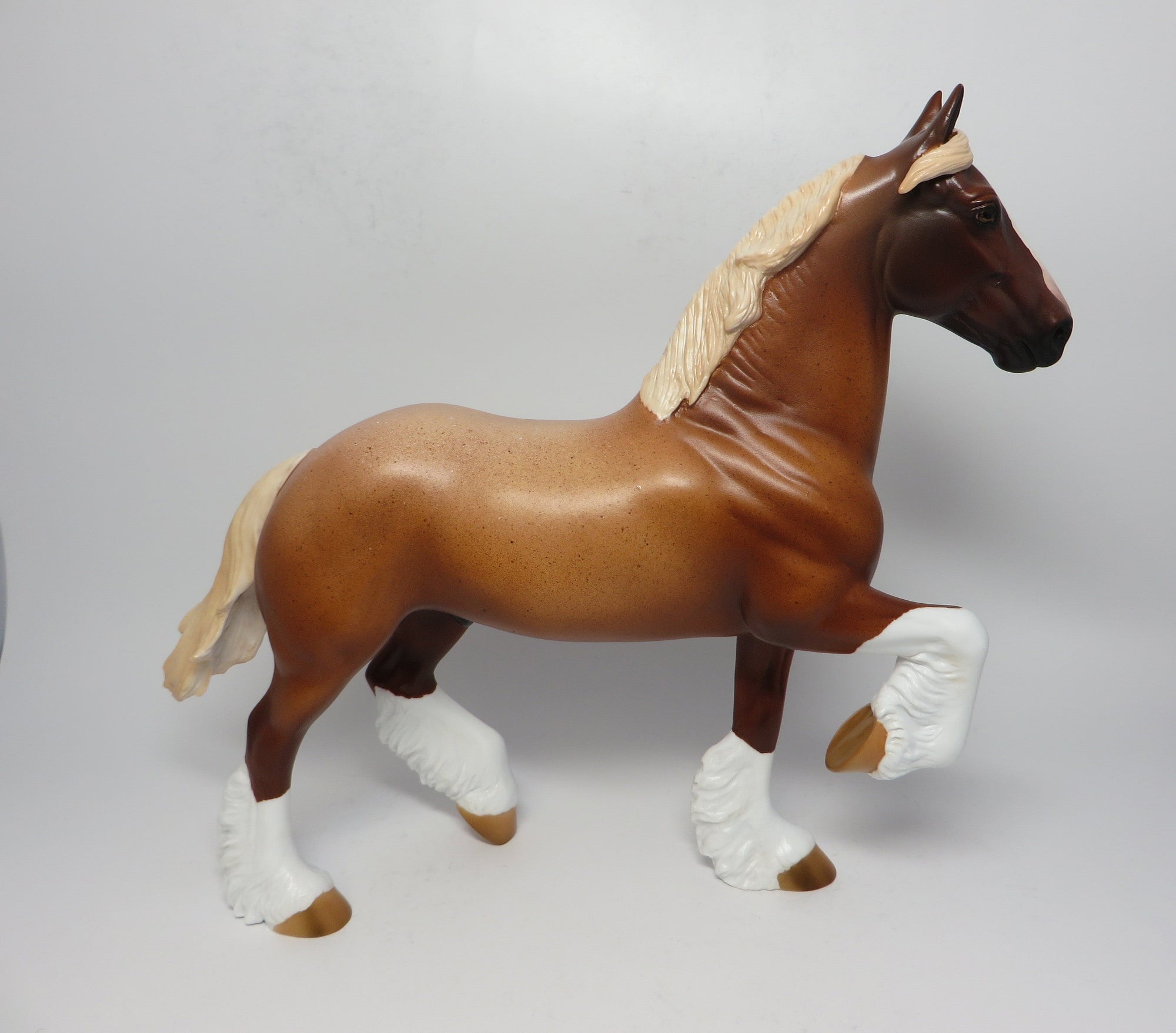 GERONIMO - OOAK STRAWBERRY ROAN TROTTING DRAFTER MODEL HORSE -- 4/12/17