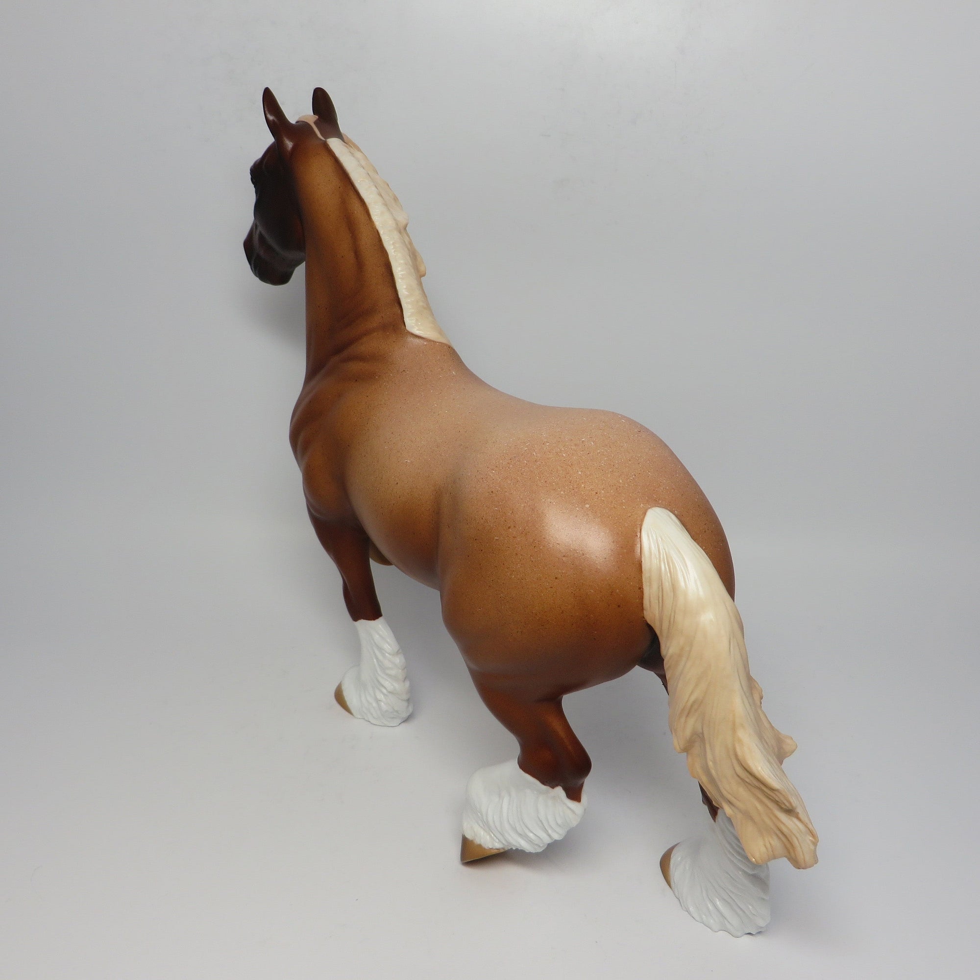 GERONIMO - OOAK STRAWBERRY ROAN TROTTING DRAFTER MODEL HORSE -- 4/12/17