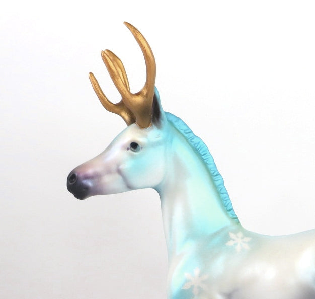 HERE COMES SANTA CLAUS - OOAK BLUE REINDEER FOAL MODEL CHRISTMAS HORSE BY MELISSA FOX WHS19