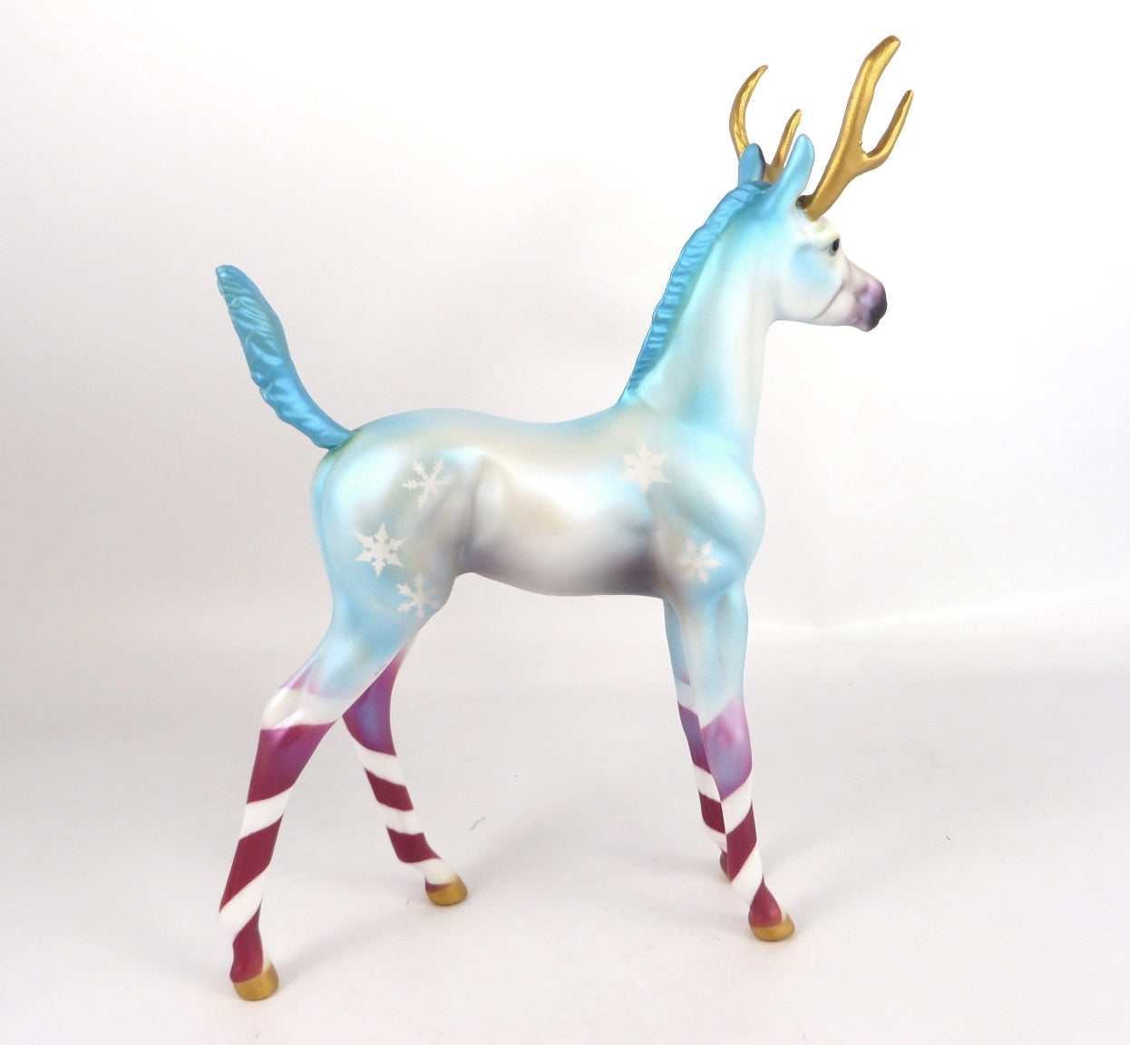 HERE COMES SANTA CLAUS - OOAK BLUE REINDEER FOAL MODEL CHRISTMAS HORSE BY MELISSA FOX WHS19
