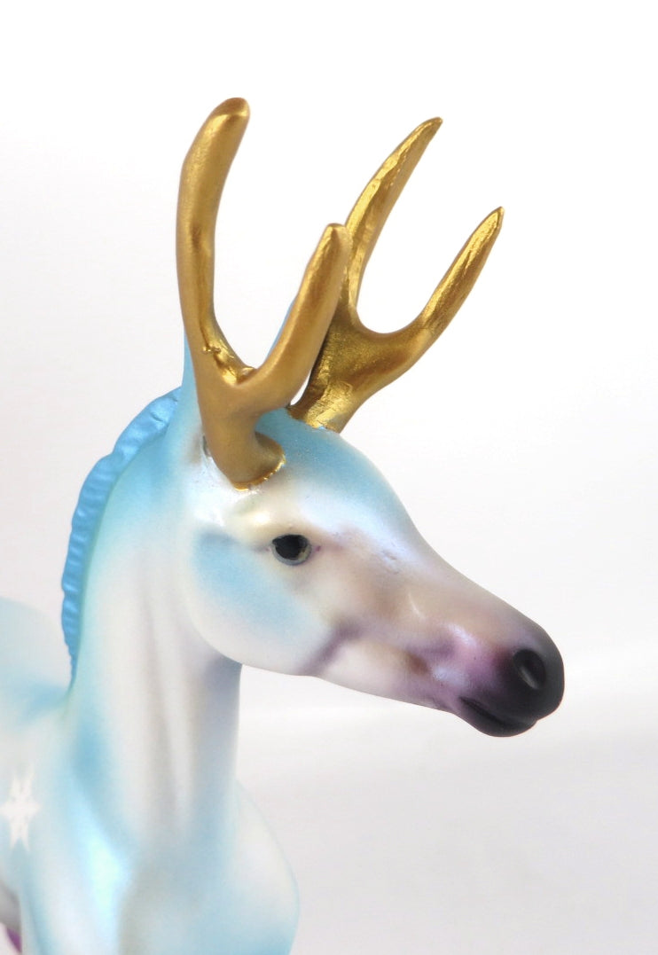 HERE COMES SANTA CLAUS - OOAK BLUE REINDEER FOAL MODEL CHRISTMAS HORSE BY MELISSA FOX WHS19