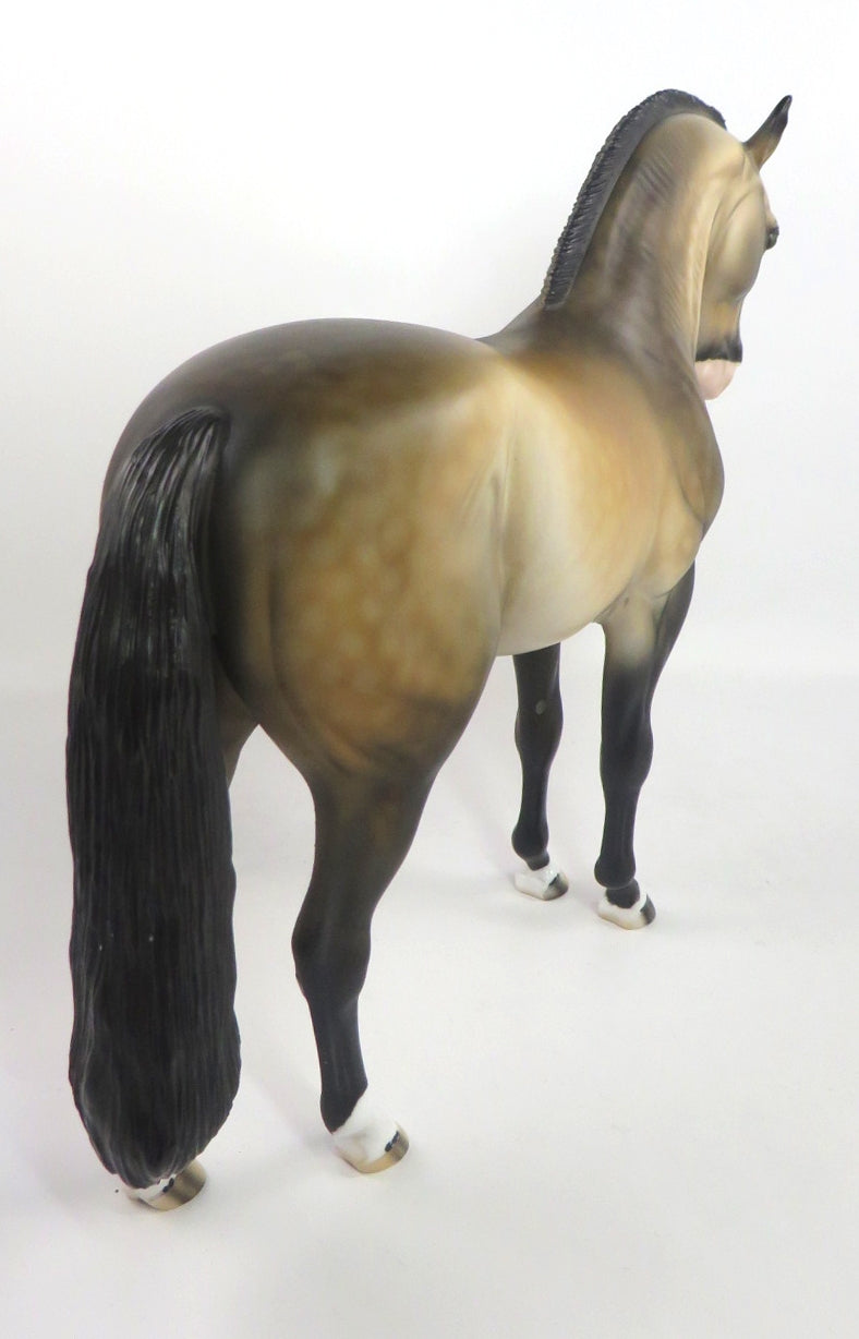 HIDE AND SEEK-OOAK DAPPLE BUCKSKIN ANDALUSIAN MODEL HORSE PJ 2020