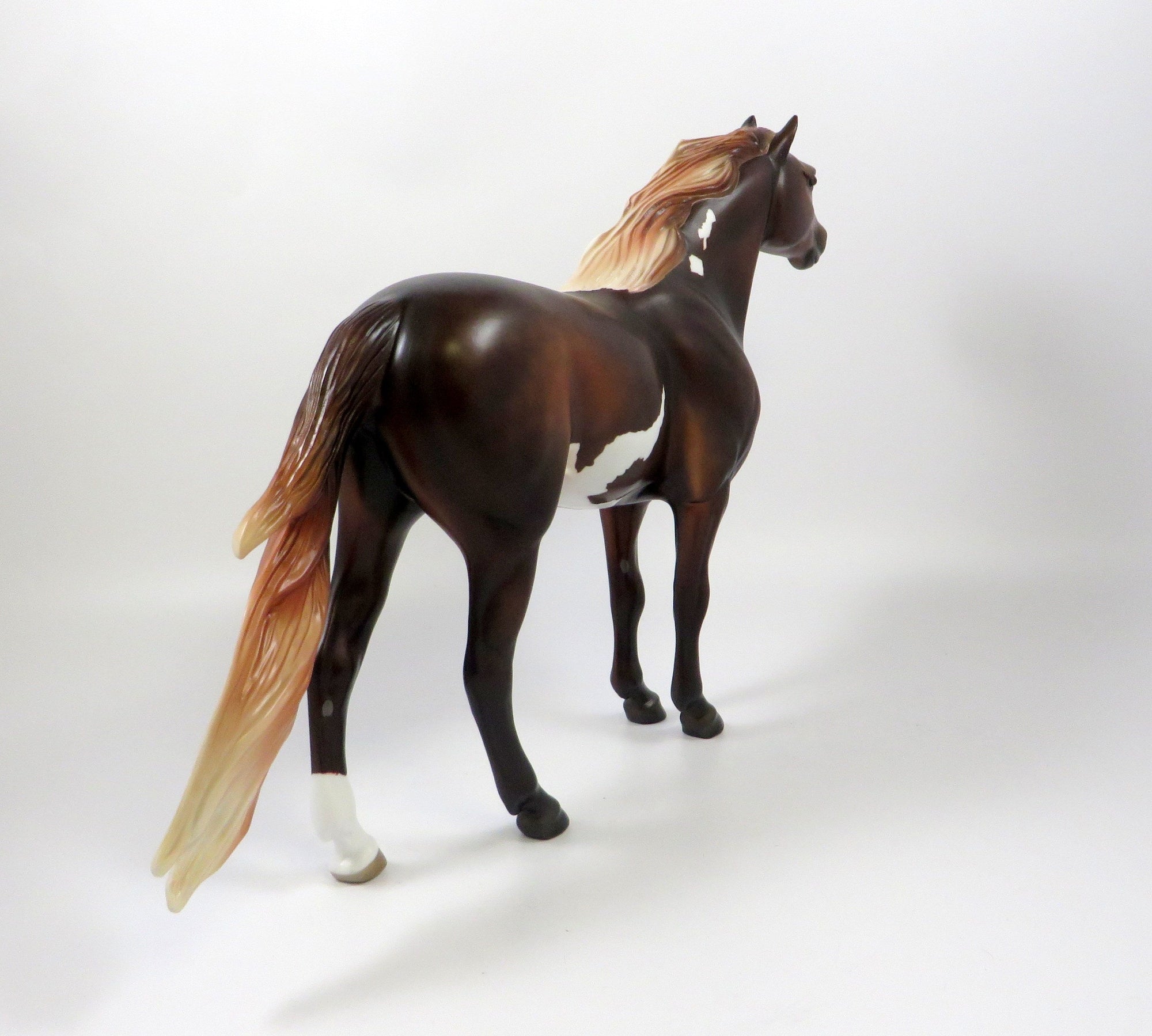 THINK OF IT-OOAK DARK CHESTNUT PAINT SPANISH MUSTANG MODEL HORSE 8/6/19