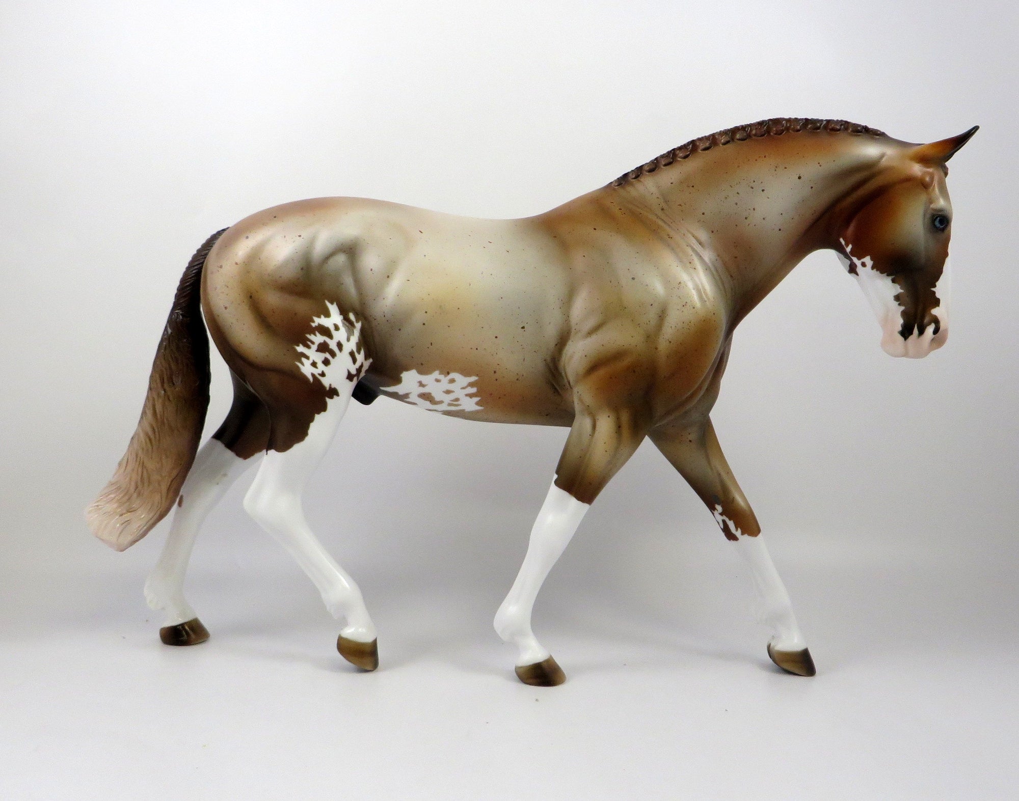 SPHINX -OOAK RED ROAN PINTO IRISH DRAFT MODEL HORSE BY MISSY FOX 8/28/19