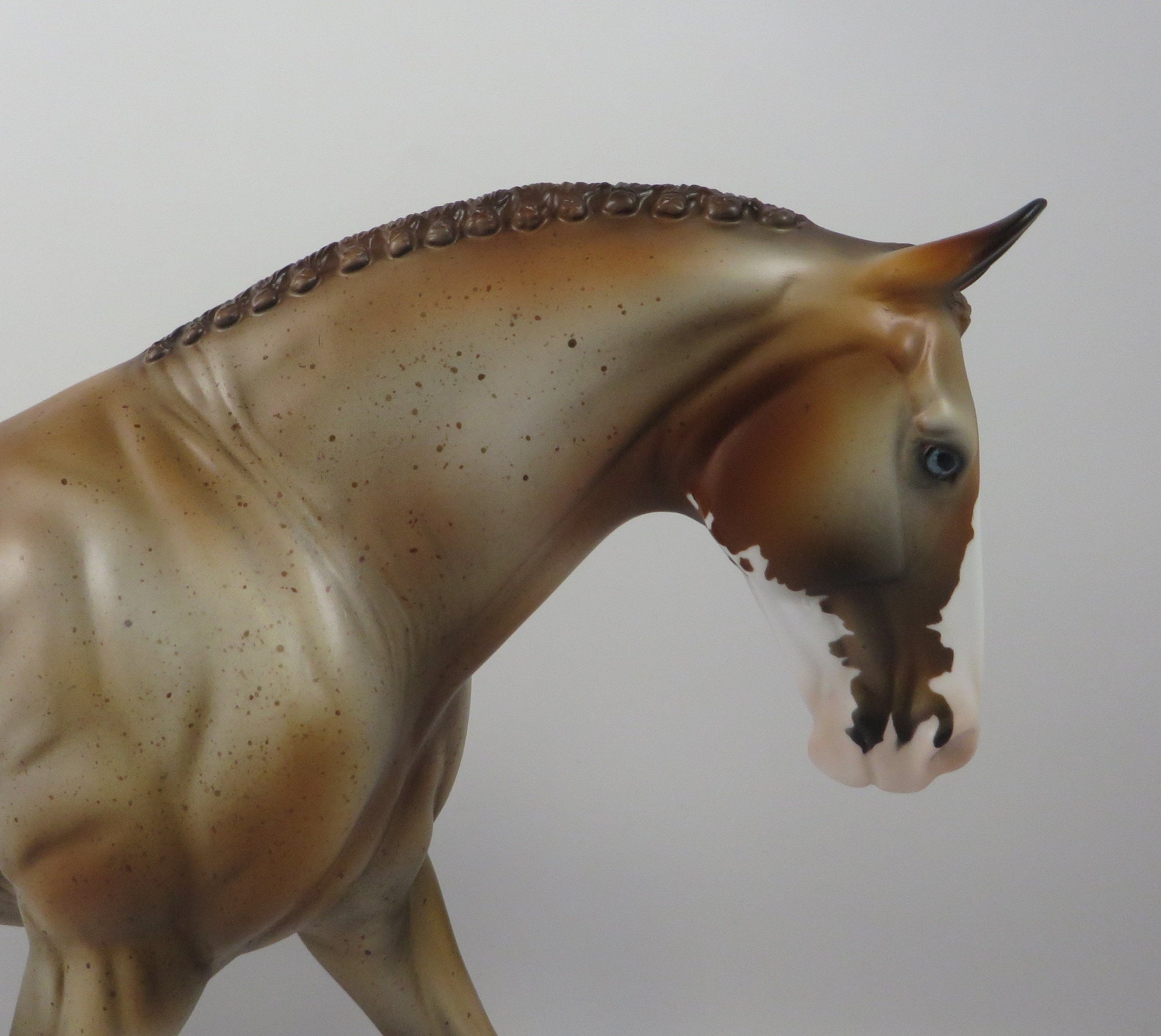 SPHINX -OOAK RED ROAN PINTO IRISH DRAFT MODEL HORSE BY MISSY FOX 8/28/19