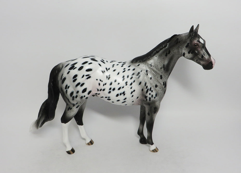 BLACK FRINGE - OOAK BLACK LOUD APPALOOSA ISH MODEL HORSE