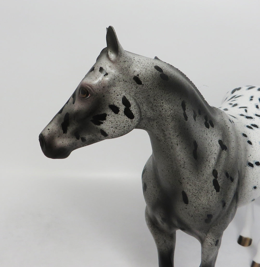 BLACK FRINGE - OOAK BLACK LOUD APPALOOSA ISH MODEL HORSE