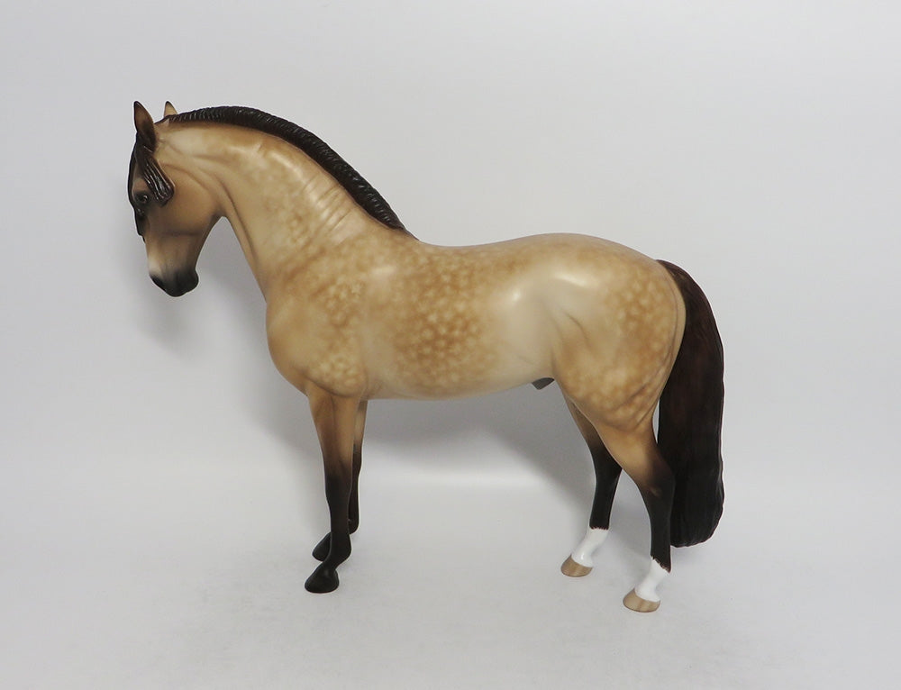 RAZZLE DAZZLE-OOAK STAR DAPPLE BUCKSKIN ANDALUSIAN MODEL HORSE 8/24/18