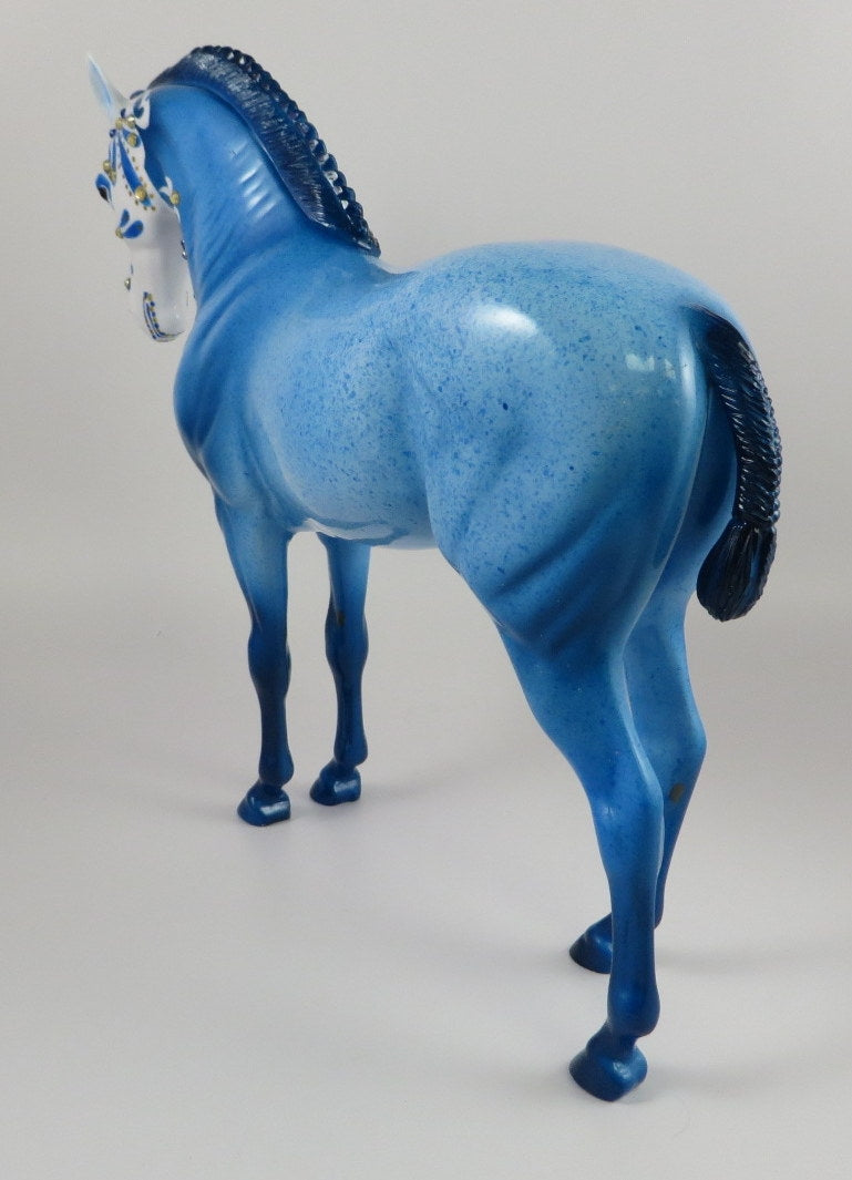 BERTIO - OOAK BLUE SUGAR SKULL DECORATOR ANDALUSIAN MODEL HORSE BY DAWN QUICK 9/20/19