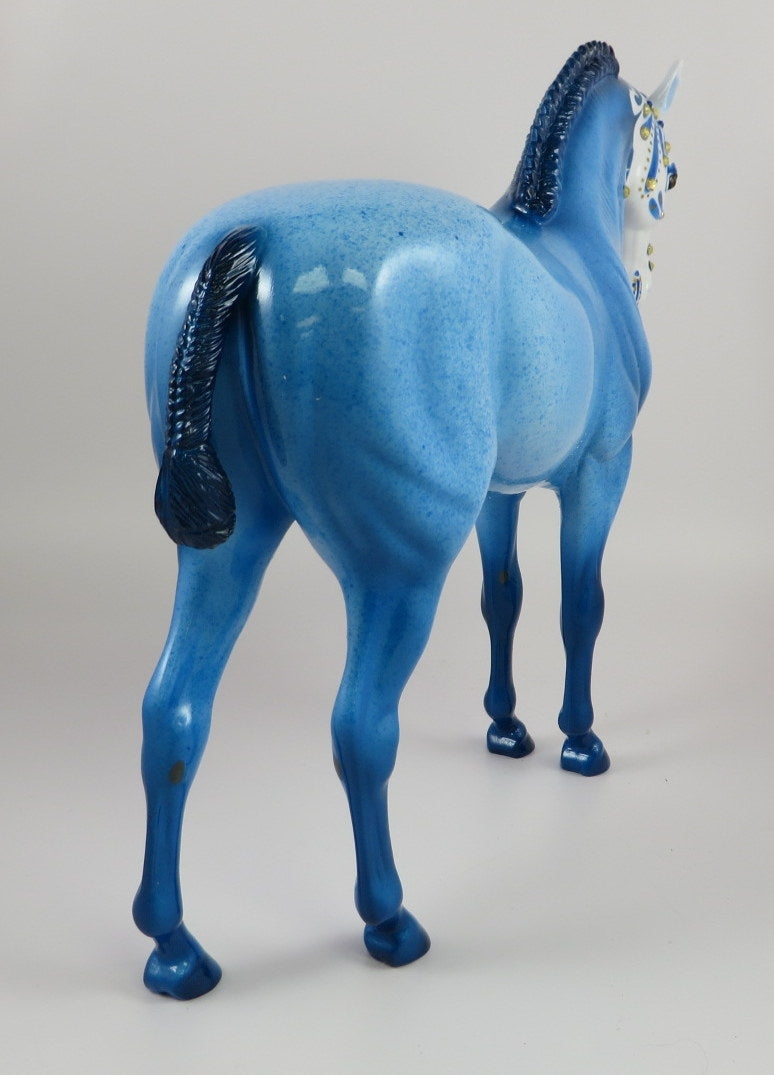 BERTIO - OOAK BLUE SUGAR SKULL DECORATOR ANDALUSIAN MODEL HORSE BY DAWN QUICK 9/20/19