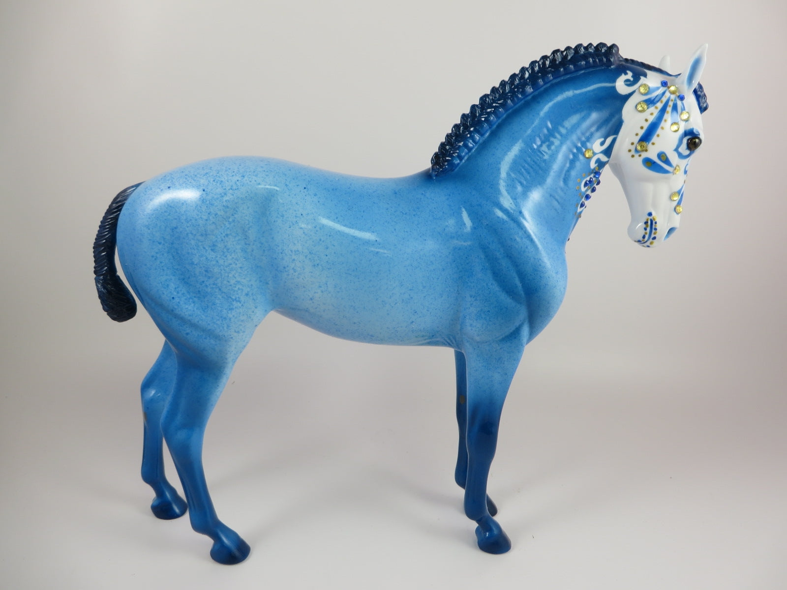BERTIO - OOAK BLUE SUGAR SKULL DECORATOR ANDALUSIAN MODEL HORSE BY DAWN QUICK 9/20/19