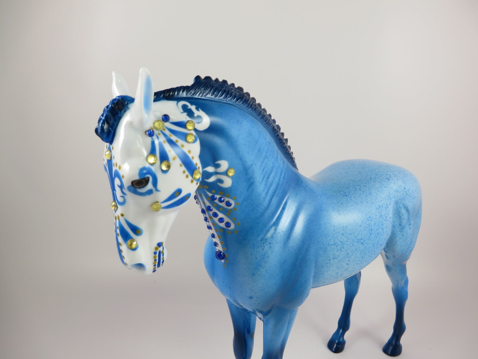 BERTIO - OOAK BLUE SUGAR SKULL DECORATOR ANDALUSIAN MODEL HORSE BY DAWN QUICK 9/20/19
