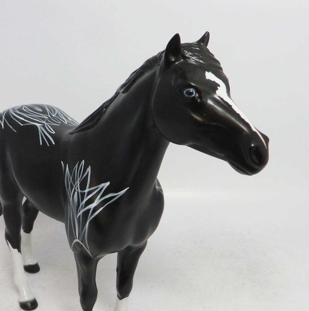 BLACK BLAZE- OOAK DECORATOR TRIBE MUSTANG MODEL HORSE