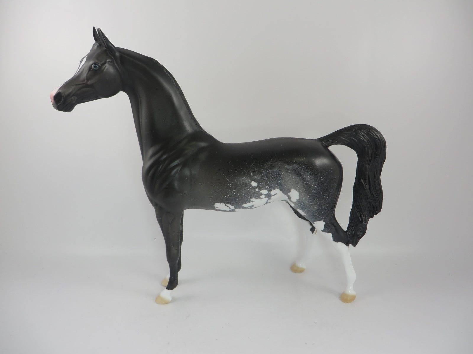 MIDNIGHT SNACK- OOAK BLACK SABINO ARABIAN MODEL HORSE BY DAWN QUICK PJ20