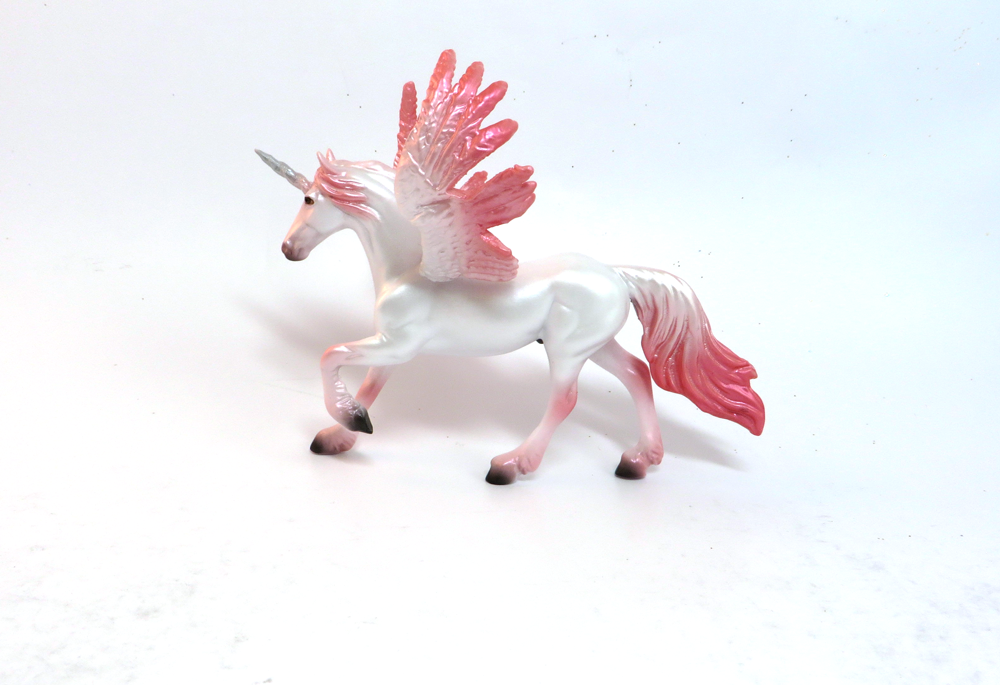BLAST OF LOVE--OOAK-PEGACHIP VALENTINE DECORATOR PEARL WITH PINK AND SILVER HORN--SB 19