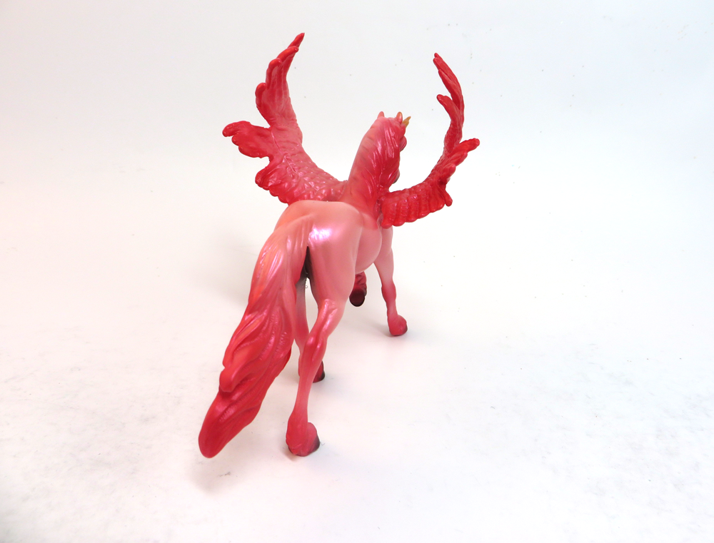 CUPIDS CRUSH- OOAK PEGACHIP VALENTINE DECORATOR PINK AND RED GOLD HORN--SB19