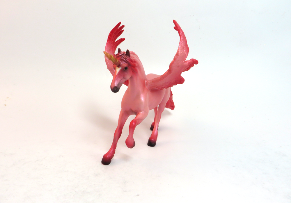 CUPIDS CRUSH- OOAK PEGACHIP VALENTINE DECORATOR PINK AND RED GOLD HORN--SB19
