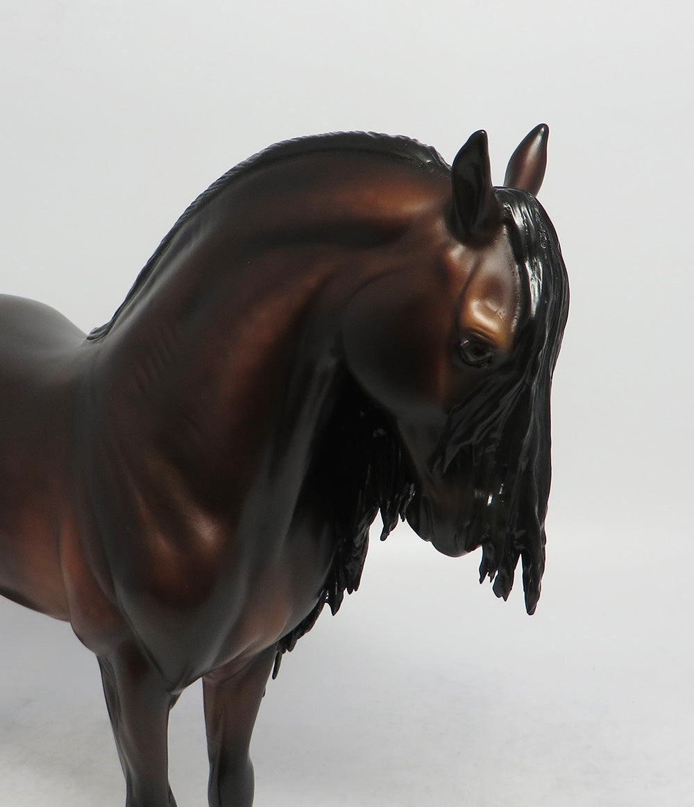 RUM RAISIN-OOAK-DAPPLE BAY ANDALUSIAN MODEL HORSE BY SHERYL LEISURE 5/25/18