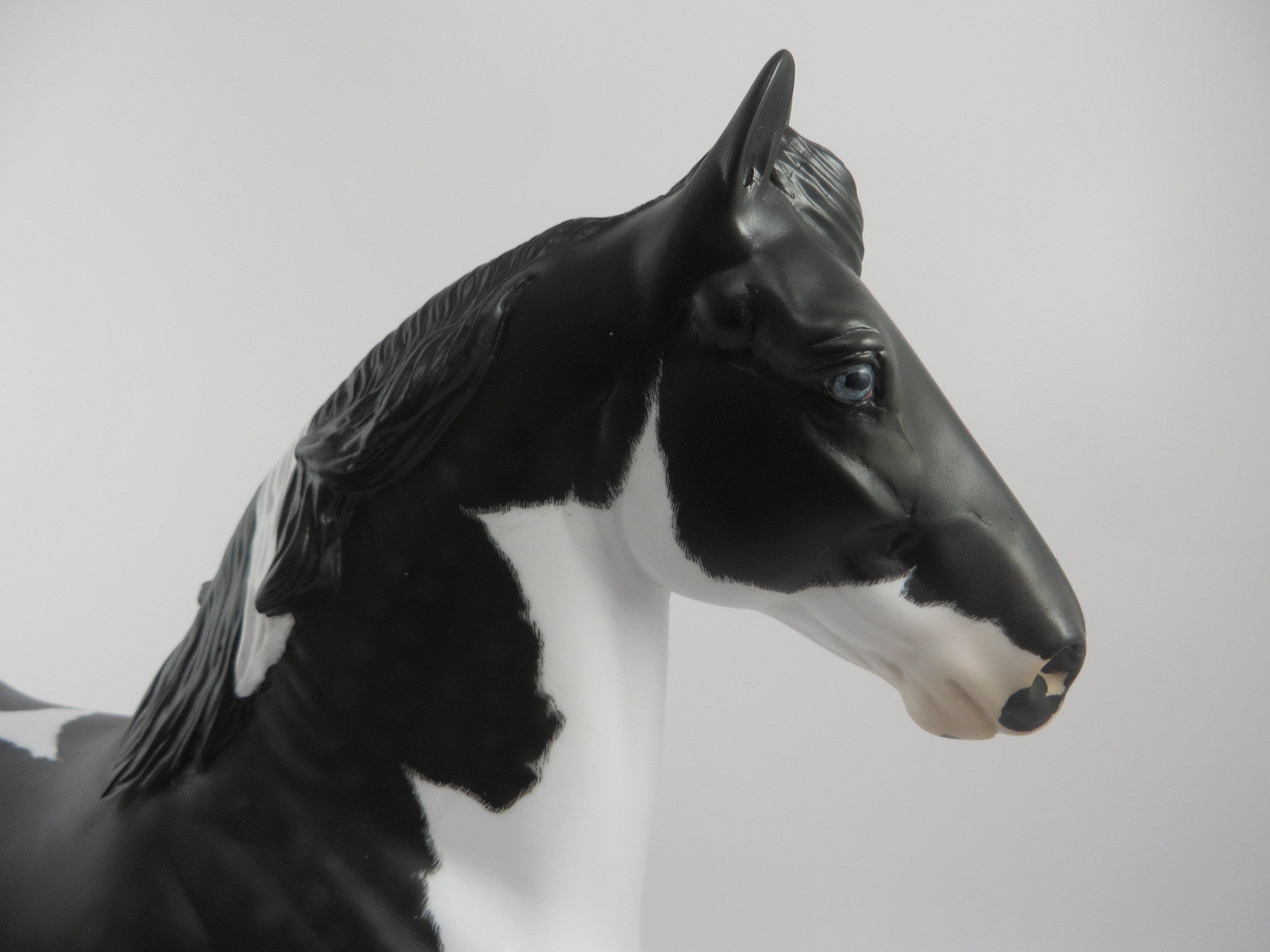 COOKIES AND CREAM-OOAK ETCHED BLACK AND WHITE PAINT TROTTING DRAFTER MODEL HORSE BY AUDREY DIXON 6/9/20