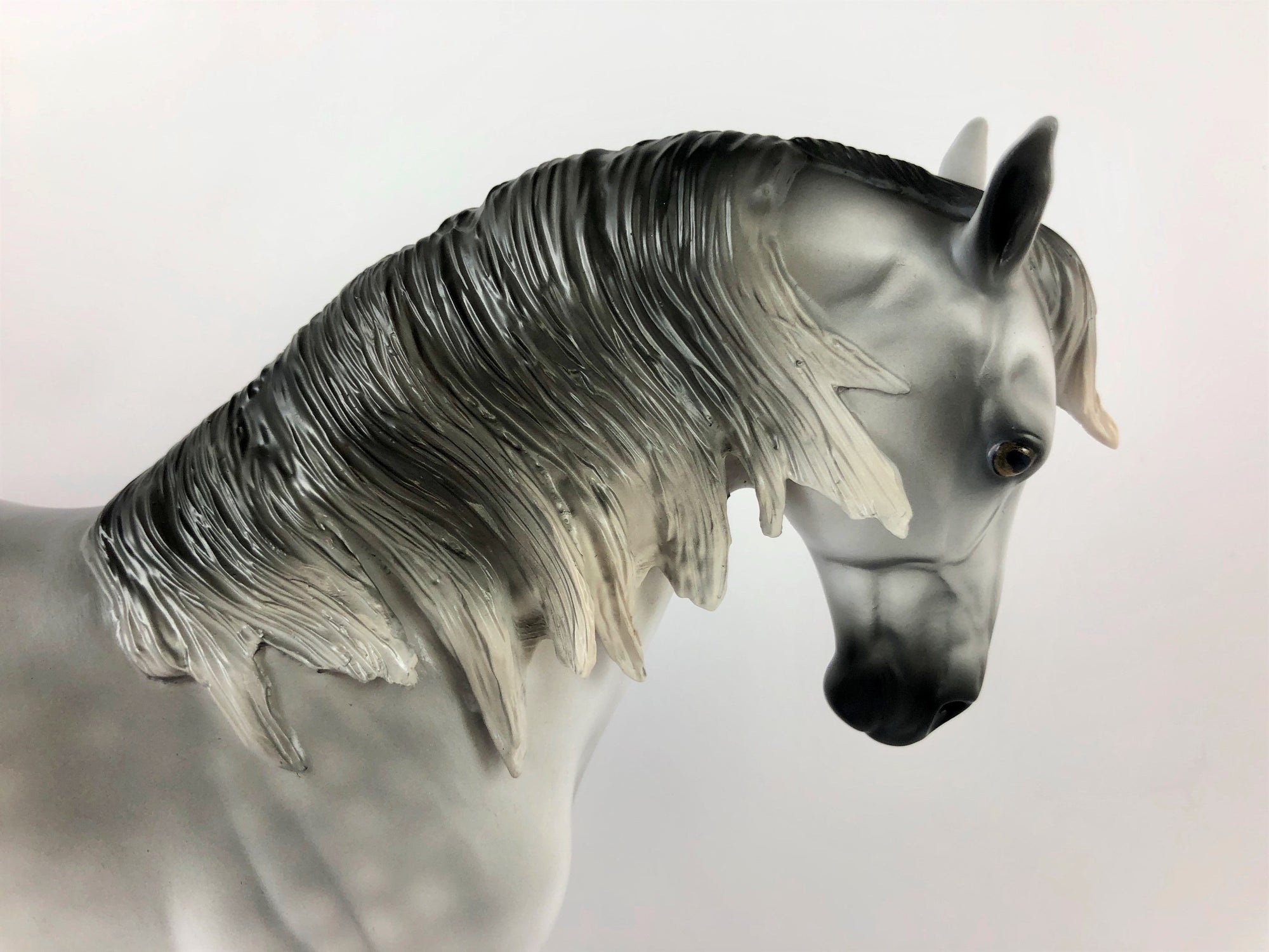 LIQUID STEEL -- OOAK DAPPLE GREY ANDALUSIAN MODEL HORSE BY MISSY FOX 10/04/19