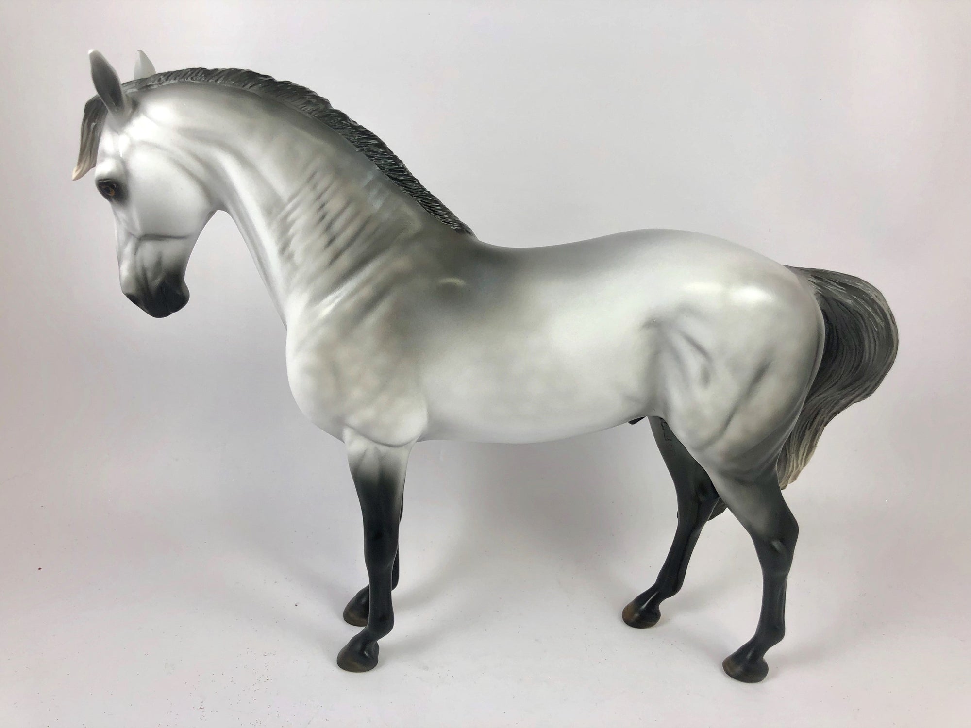 LIQUID STEEL -- OOAK DAPPLE GREY ANDALUSIAN MODEL HORSE BY MISSY FOX 10/04/19