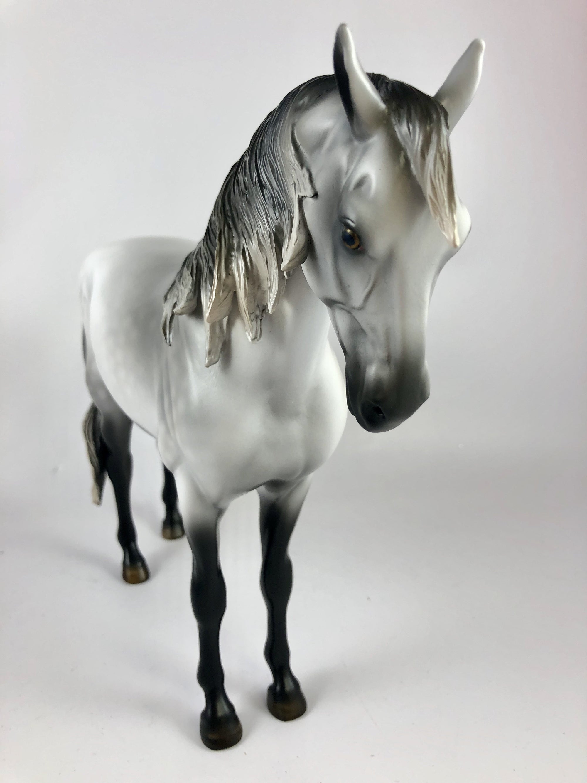 LIQUID STEEL -- OOAK DAPPLE GREY ANDALUSIAN MODEL HORSE BY MISSY FOX 10/04/19