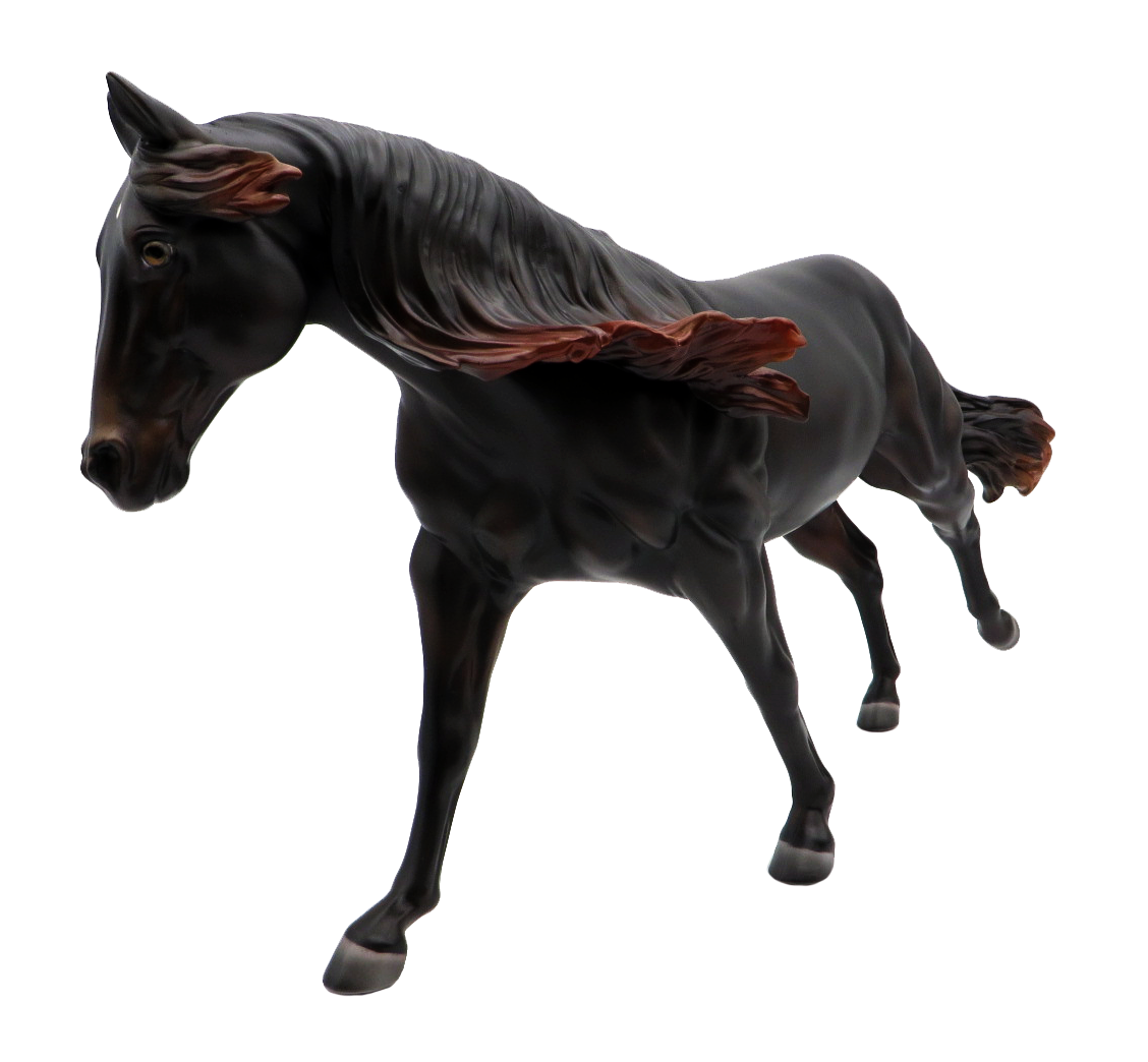 Mamacita -LE-30 Dapple Sunburnt Black Running Stock Horse Mare Painted By Julie Keim 9/17/21