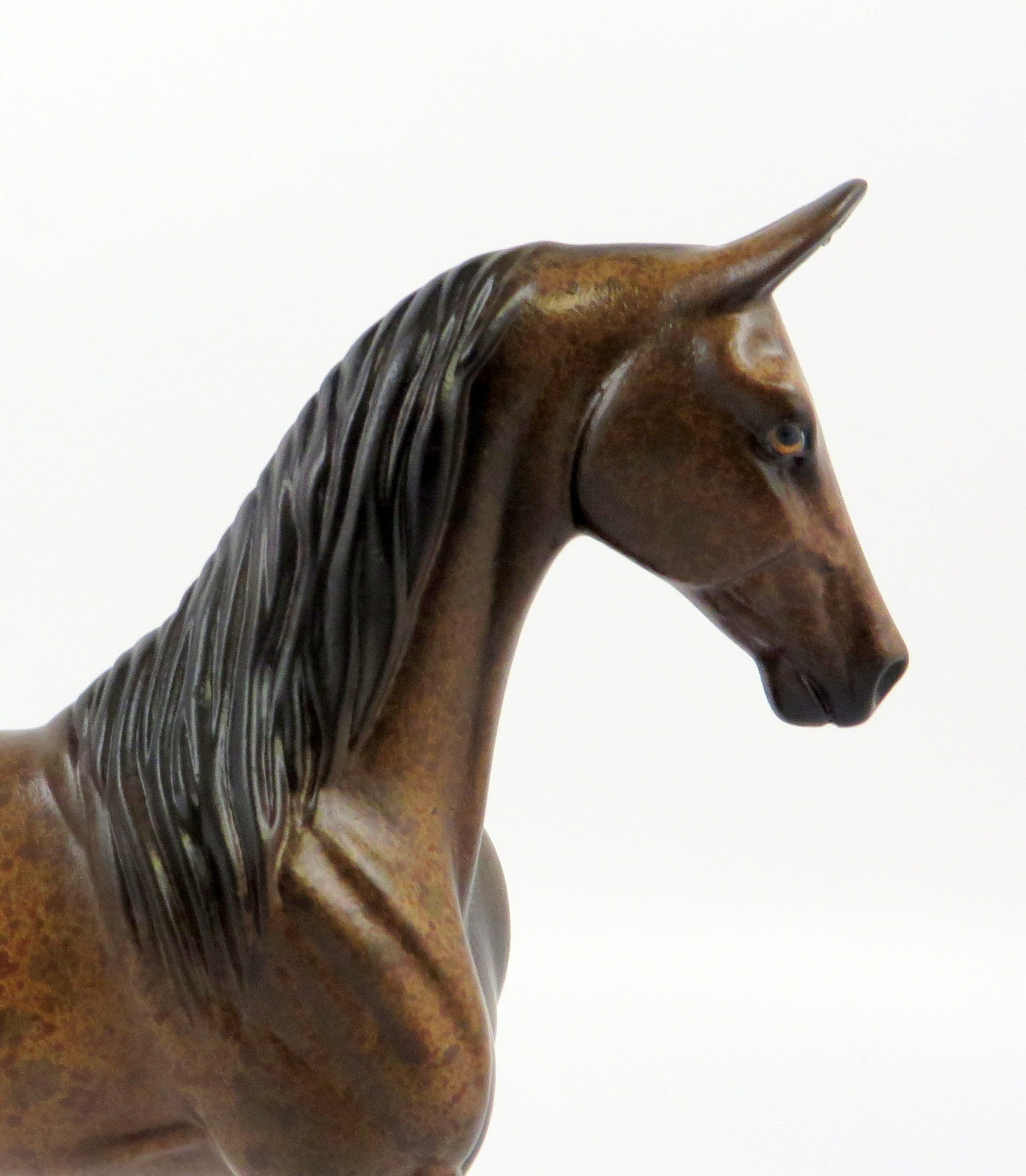 ODE-OOAK DARK CHESTNUT ROAN SADDLEBRED PEBBLE MODEL HORSE EQ 19