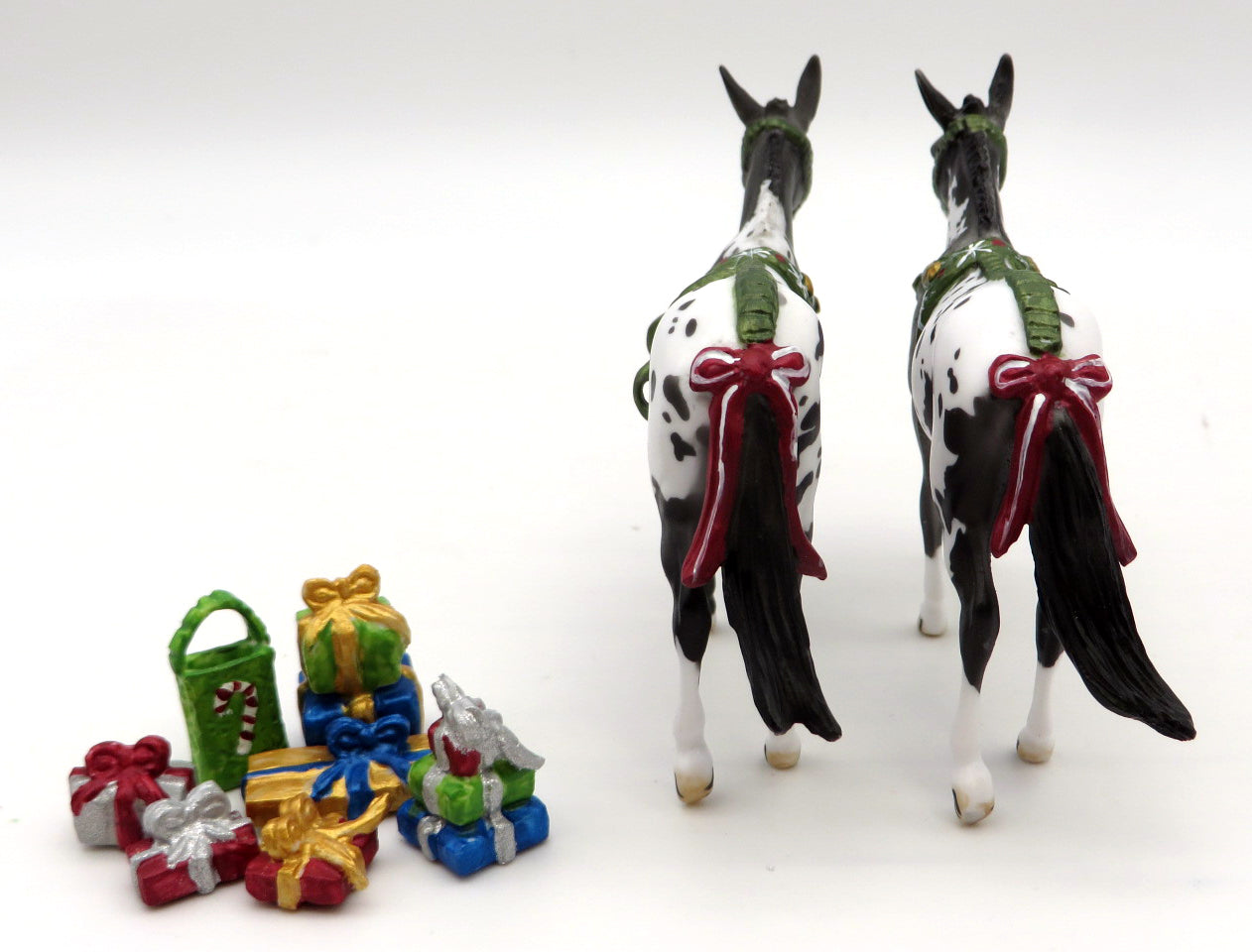Christmas Wagon Train- OOAK Custom Mules with Wagon Train Painted By Dawn 12/20/21