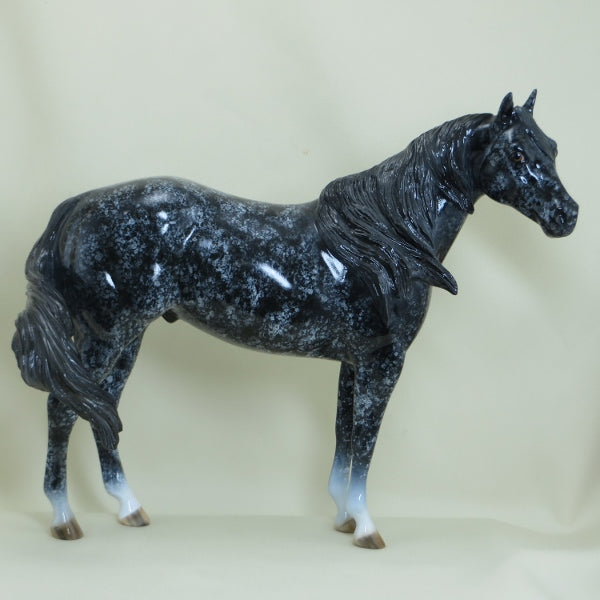 SPECKLED JELLY BEAN - OOAK Black Decorator Stock Horse - GLOSS - 3/15