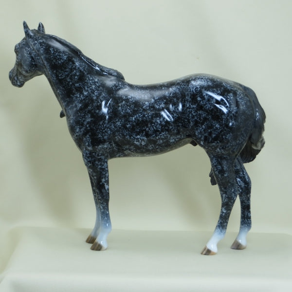SPECKLED JELLY BEAN - OOAK Black Decorator Stock Horse - GLOSS - 3/15