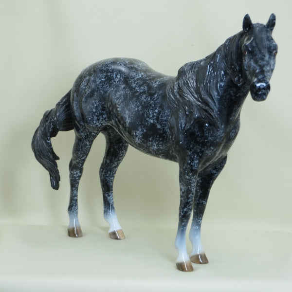 SPECKLED JELLY BEAN - OOAK Black Decorator Stock Horse - GLOSS - 3/15