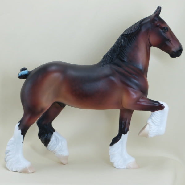 ANGUS - OOAK Dapple Bay Trotting Drafter Model Horse - 3/15