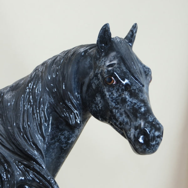 SPECKLED JELLY BEAN - OOAK Black Decorator Stock Horse - GLOSS - 3/15