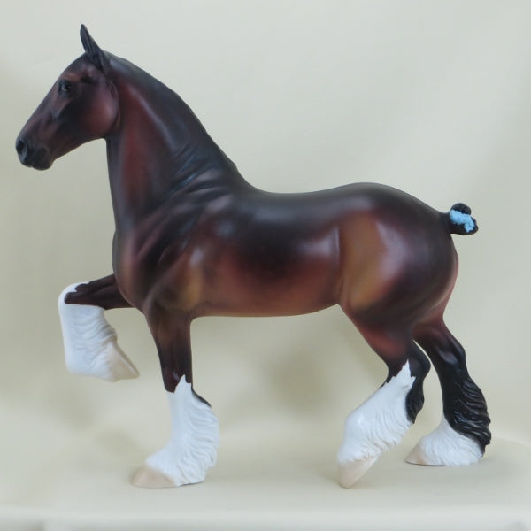ANGUS - OOAK Dapple Bay Trotting Drafter Model Horse - 3/15