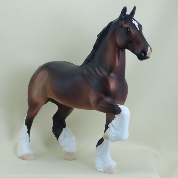 ANGUS - OOAK Dapple Bay Trotting Drafter Model Horse - 3/15