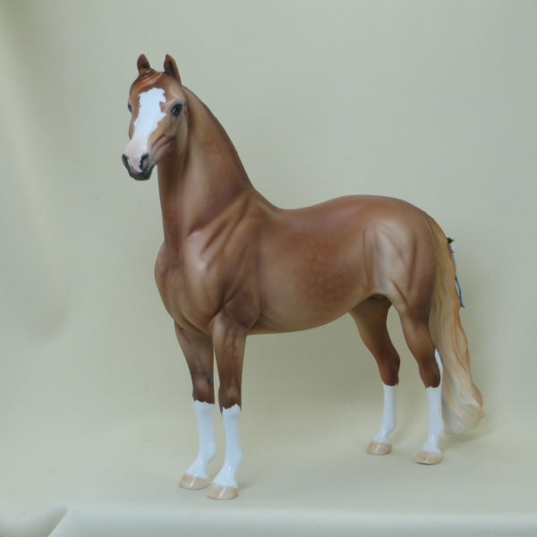 CALIFORNIA RAISIN - OOAK Dapple Chestnut Morgan Model Horse with Ribbons - 4/15
