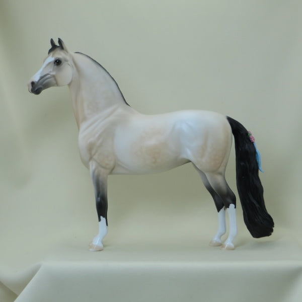 BUCKWHEAT - OOAK Dapple Buckskin Morgan Model Horse with Ribbons - 4/15