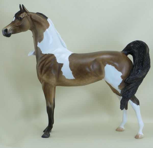 BOTH SIDES NOW - OOAK Wind Blown Bay Dapple Pinto Arabian Model Horse - 3/15