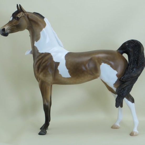 BOTH SIDES NOW - OOAK Wind Blown Bay Dapple Pinto Arabian Model Horse - 3/15