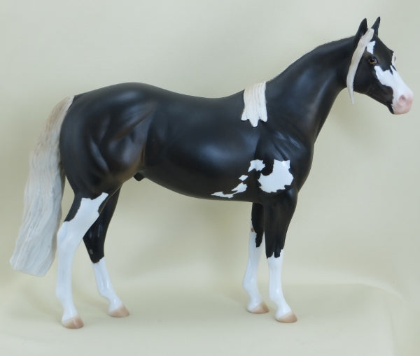 O'DOOLEY - OOAK Chocolate Flaxen Mane/Tail Pinto Stock Model Horse - 3/15