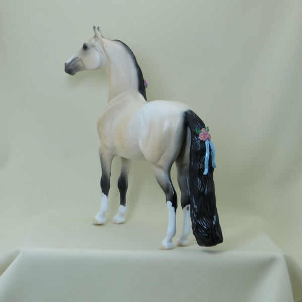 BUCKWHEAT - OOAK Dapple Buckskin Morgan Model Horse with Ribbons - 4/15