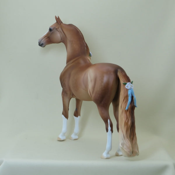 CALIFORNIA RAISIN - OOAK Dapple Chestnut Morgan Model Horse with Ribbons - 4/15