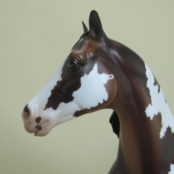 GENEVA - OOAK  Overo Dark Bay &quot;Nickering&quot; Paint Model Horse - 4/15